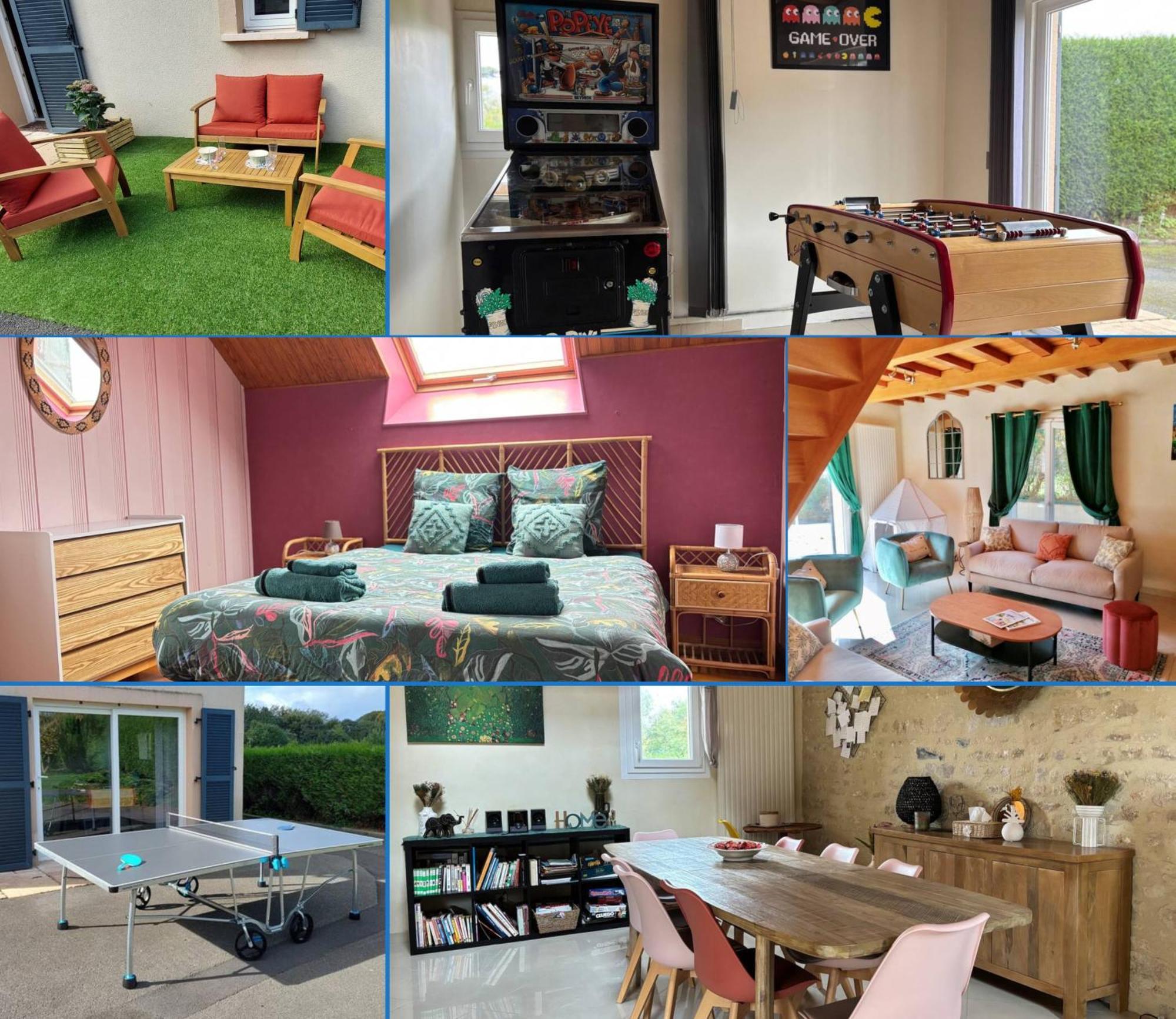 Le So Art, Grande Maison 4 Chambres, Terrain De Petanque, Grand Jardin Clos, Flipper, Babyfoot, Jeux Arcade, Ping Pong,1 Km Mer, Proche Golf, Port En Bessin, Bayeux Et Plages Du Debarquement, Adaptee Enfants Commes Exterior foto
